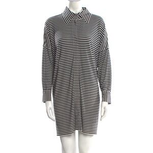 Norma Kamali Women’s Shirt Mini Dress Large Black Striped Jersey Oversized Sz M